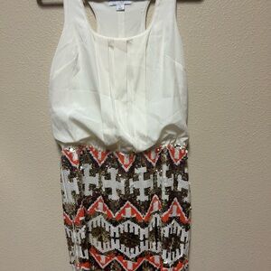 Jessica Simpson Cream and Multicolor Mini Dress